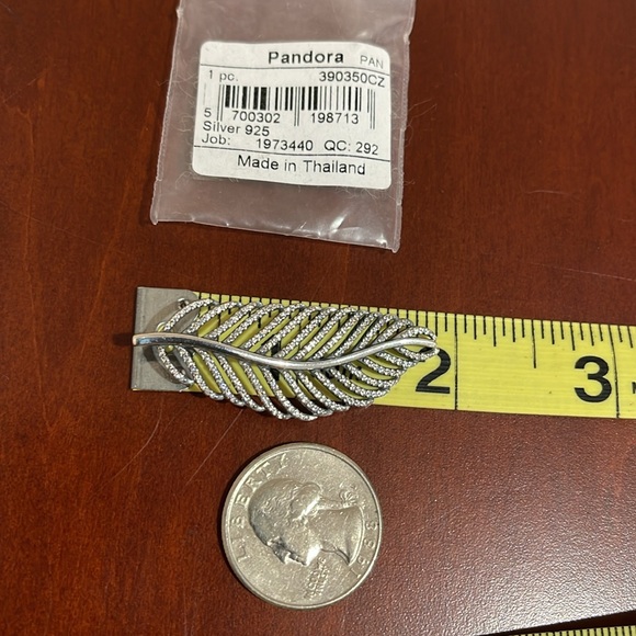 *Price Firm* Pandora Retired Sterling Silver “Light as a Feather” Pendant -New - Picture 7 of 7